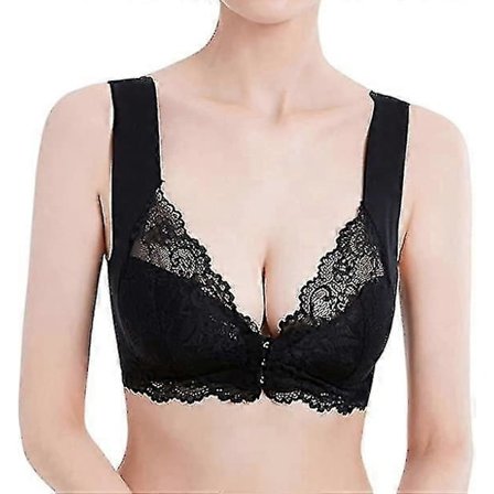 Dam Plus Size Frontknäppning Spets Hållningskorrigerande BH Bekväm Sömlös Full Coverage BH