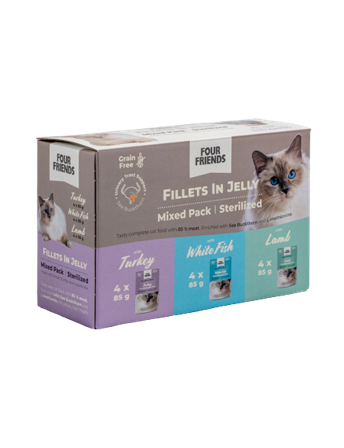 FourFriends - Sterilisert katt i gelémiks 12-pk. - Katt - Kattefôr & kattemat - Våtfôr og våtmat - ZOO.no