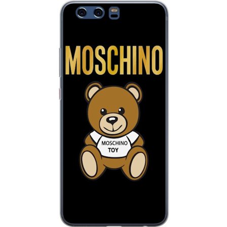 Kompatibelt Mobilskal till Huawei Huawei P10 Moschino-inspirerad nallebjörn med text på tröjan, centrerad mot svart bakgrund med tydlig mode- och p