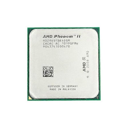 Phenom II X4 965 CPU - Socket AM3, 4 ydintä, 4 säiettä, 3,40 GHz, 6 Mt L3-välimuisti, 125 W TDP.