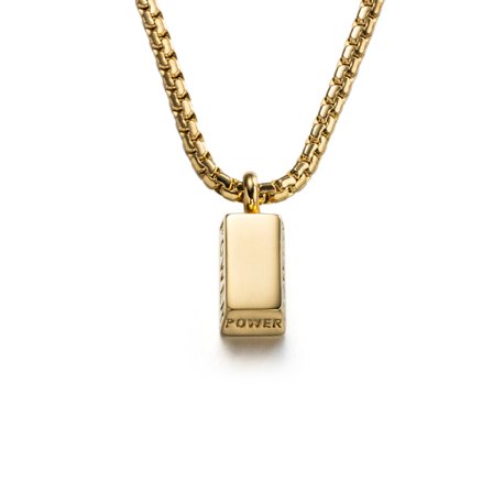 Guld rektangulært stykke antik titanium stål vedhæng halskæde