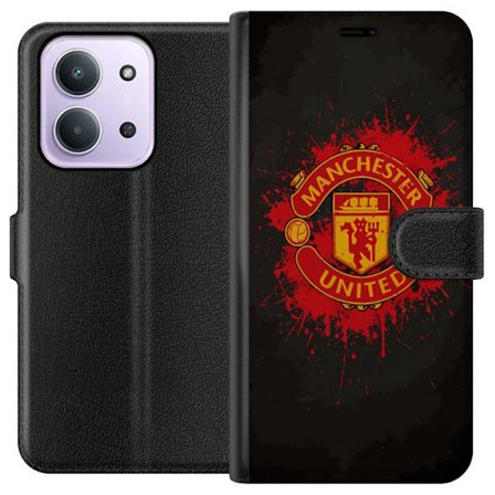 Kompatibelt Lommeboketui til Xiaomi Xiaomi Redmi 15C Manchester United logo i rød og gul farge med røff sportslig bakgrunn