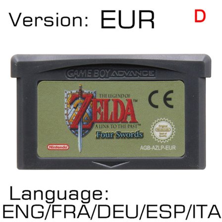 Videospelskassett-spelkonsolkort för Nintendo GBA DS-spel Muticolor Four Swords EUR