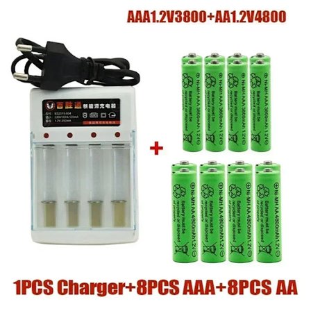 1,2V AA 4800mAh genopladelige NI-MH-batterier+1,2 V AAA 3800 MAh genopladeligt batteri NI-MH-batteri