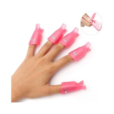 10 stk. Plast Akryl Neglekunsthette Klemme Bløtlegg UV Gel Polish Remover Wrap Verktøy - Rosa