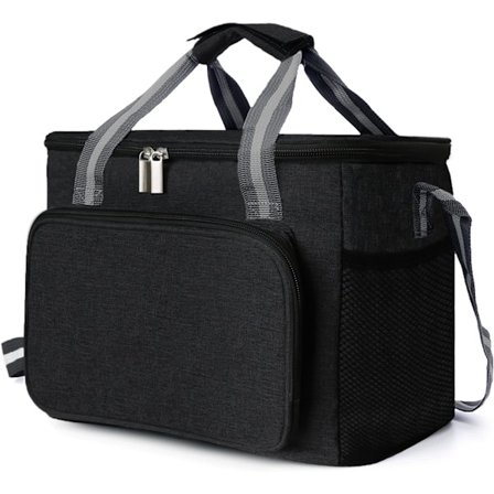15L Isolerad Lunchväska, Lunch Tote för Jobbet, Liten Portabel Kylväska för Camping, Strand, Kontor, Skola, Svart