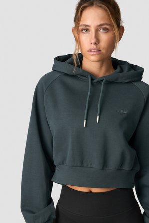 ICANIWILL - Everyday Cropped Hoodie Wmn Dark Green - Damen - ICIW