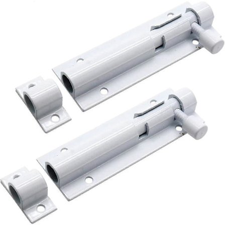 Hvid Aluminium Legering Skydebolt Lås Dør Tønde 3 Tommer Sikkerhedsport Skyde Lås 2 stk