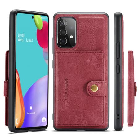 Käytännöllinen magneettinen kansi korttilokerolla - Samsung Galaxy A72 Röd
