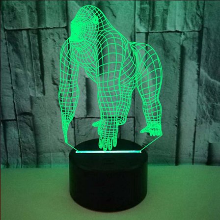 Dyr Gorilla Tag Gave til Abeelskere 3D Illusion Natlys Touch Lampe, Kreativ RGB Led, Julegave Fødselsdag Dekorationer