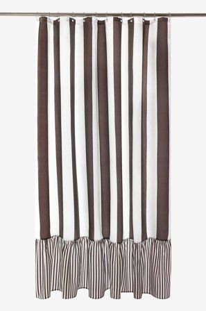 Jotex - Dusjforheng Med Volangen Kaffe/Benvit - ANDREA - Kjøp Dusjforheng hos Jotex