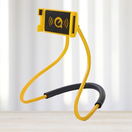 Universell Mobiltelefonhållare, Utdragbar Hals Hängande Selfie Stick Stativ (Gul)