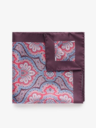 John Henric Men's Bordeaux Einstecktuch Paisley Size Onesize