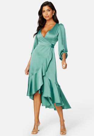 Bubbleroom Occasion Gilda Wrap Dress Petrol-green Klær