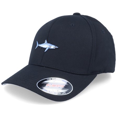 Skillfish - Sort flexfit Kasket - Short Fin Mako Shark Black Flexfit @ Hatstore
