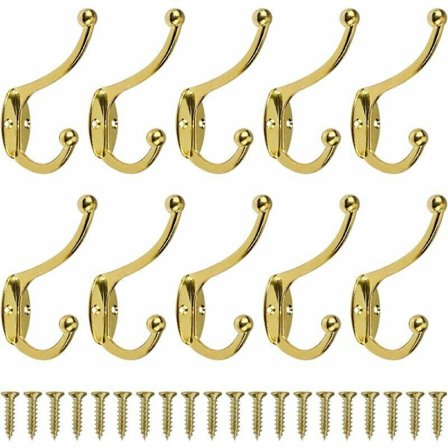10 stk Retro Hængekrog Vægmonteret Vintage Metal Dørkrog til Badeværelse Køkken Soveværelse Entré Guld - Gylden