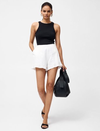 French Connection Barnet Cotton Shorts - White - 34