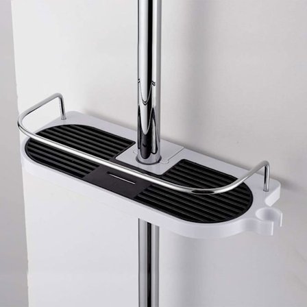 (Sølv/Svart) Dusjhylle - Noname - Ingen boring nødvendig - Svart og hvit - Justerbar - 8 kg