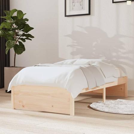Vidaxl Sängram Massivt Trä 75x190 Cm 2ft6 Brun