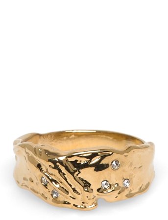 Sol Organic Shaped Crystal Ring Gold-Plated Gold Pilgrim
