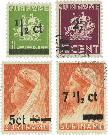 Suriname 1945 - NVPH 210/13 - Stemplet