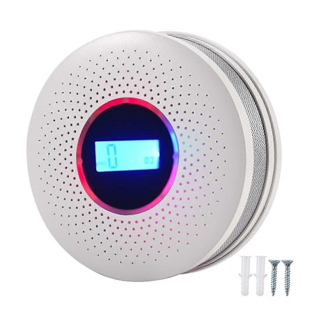Karbonmonoksid- og røykvarsler kombinert, batteridrevet CO-alarm med LED-lys, blinkende lydvarsling