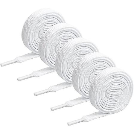 5 paria litteitä kengännauhoja, 140 x 0,8 cm valkoiset kengännauhat kestävät polyesterikengännauhat korvaavat kengännauhat urheilukenkiin saappaat 