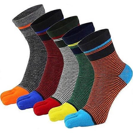 5 par tåstrømper til mænd, separate tåstrømper, bomuldsstrømper til mænd til sport og forretning, EU 39-44_Kvalitetsgave
