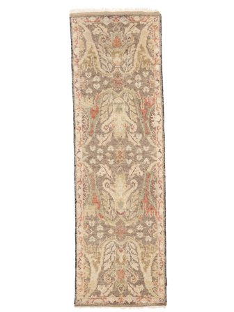 Hand Knotted Oushak Indo Rug 76X247 Wool Brown/Orange Small
