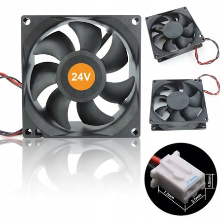 Køleventilator 80X80X25Mm 2PIN 24V – Støjsvag | 2000 RPM | 35 CFM | Kompatibel med PC-Kabinet, PSU