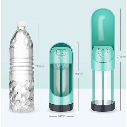1 stk bærbar 300 ml vannflaske for kjæledyr med aktivt kullfilter for hunder (grønn)