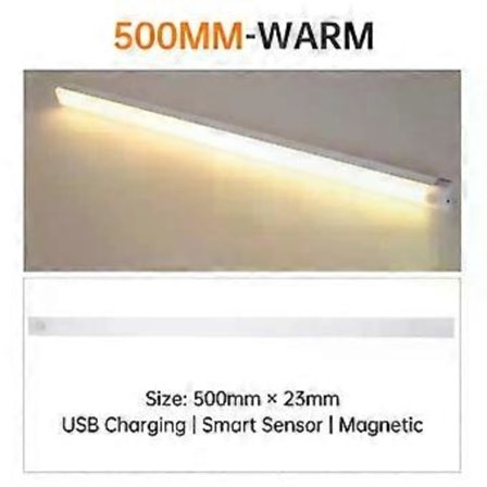Bevegelsessensor Nattlys Trådløs LED Strip Lys USB Oppladbar Garderobeskap Lampe For Hjem Kjøkken Soverom 10/20/30/50cm(A8 Varmt Lys 50CM)
