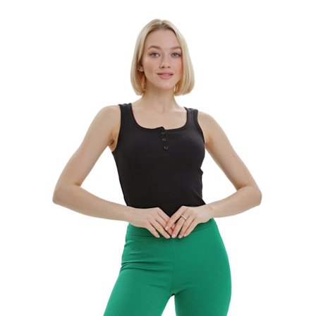 Lookus Dam/Dam Mercan Knapp Crop Top S Svart