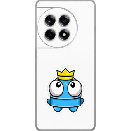 Kompatibel Mobilcover til OnePlus OnePlus 12R Blå tegnet figur med krone og store øjne i legende kongelig stil