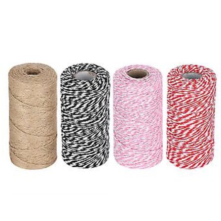 4 stk. Pakkesnor Tau Tvunnet Bomull Bakergarn Ledning DIY Håndverk Håndlagde Tilbehør