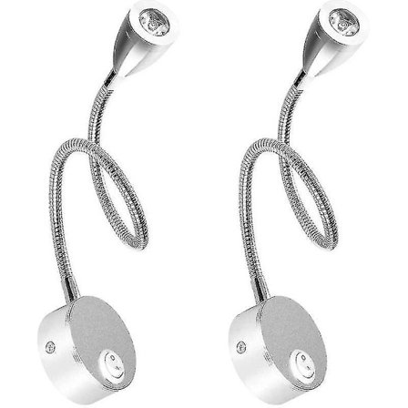 Væglampe til sengebordet med 2 lys, væglampe til læsning, LED-svanehalslampe, 3W