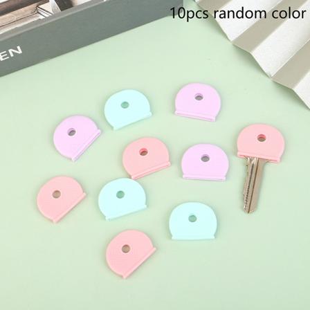 10 stk blandede farger PVC-nøkkelhetter Topper elastisk etui for DIY-nøkkel