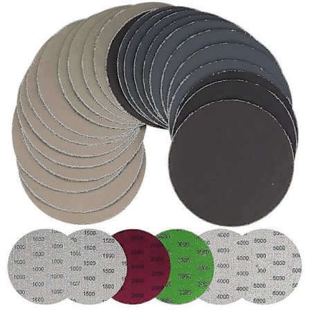 30 stk. 125mm Vådt/Tørt Sandpapir, Runde Slibeskiver, Orbitalsliber Puder Sandpapirark Til Metal Træ - 1000/1500/2000/3000/4000/5000 Korn