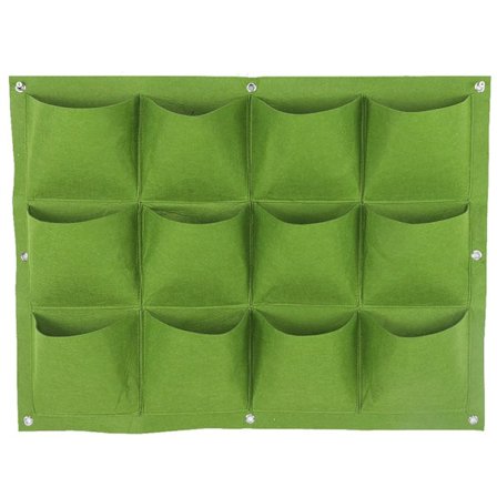 12 fickor Nedbrytbar vertikal hängande vägg Trädgård Plant Grow Bag Planter Container (grön)