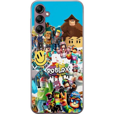 Yhteensopiva Puhelinkuori Samsung Galaxy A14 5G Roblox Collage leikkisä ja värikäs pelimotiivi ikonisilla hahmoilla