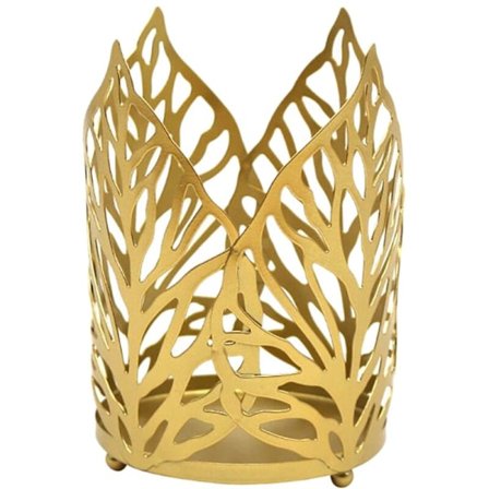 Nordisk järnhålslöv ljusstake smidesjärn ljusstake modern kreativ heminredning (guld)