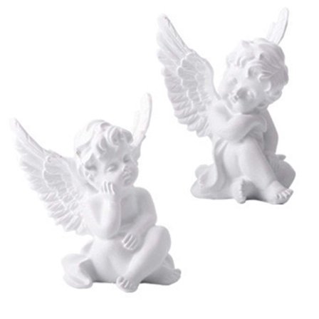 Europæisk stil Gyldne Søde Harpiks Engel Ornamenter Fødselsdagsgave Ins Style Kreativ Bil Bløde Ornamenter Ornamenter 4,25 Tommer 2 Stykker (hvid)