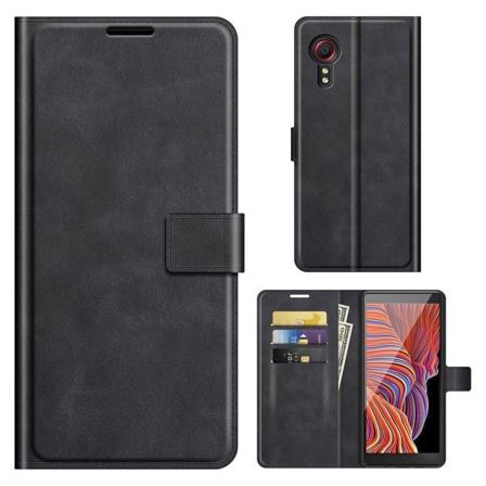 Hållbart konstläder Samsung Galaxy Xcover 5 fodral med plånbok - Svart Svart