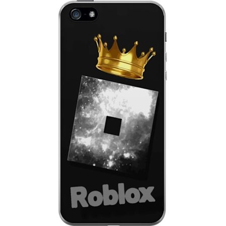 Kompatibel Mobilcover til Apple Apple iPhone 5 Minimalistisk sort og sølvfarvet Roblox-symbol med gylden krone og luksuriøs gamer-æstetik på mørk