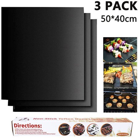 3 st grillmattor, non-stick, återanvändbara, för gasgrillar - bakplåtar, non-stick, för kolgrillar