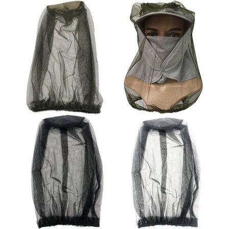 Mordely Utomhusfiske Mygghattar Face Mesh Anti-Bee Hattar - Grön Svart - 4 st