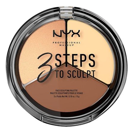 NYX Professional Makeup Contouring – 3 askelta kasvojen kuvanveistopaletin muotoilemiseen – kevyt