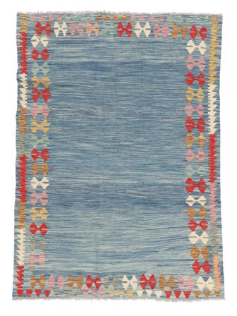 Orientalisk Kelim Afghan Old Style Matta 123X172 Mörkblå/Mörkgrå Ull, Afghanistan