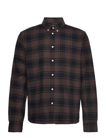 Kristian Check Flannel Shirt Skjorta Casual Brun Les Deux