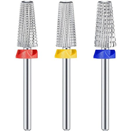 3 st Tungsten Carbide 5 i 1 Multifunktionell Nagelborr Bits Konisk Inställning Karbid Nagelborr Bits Användning för Vänster Händer